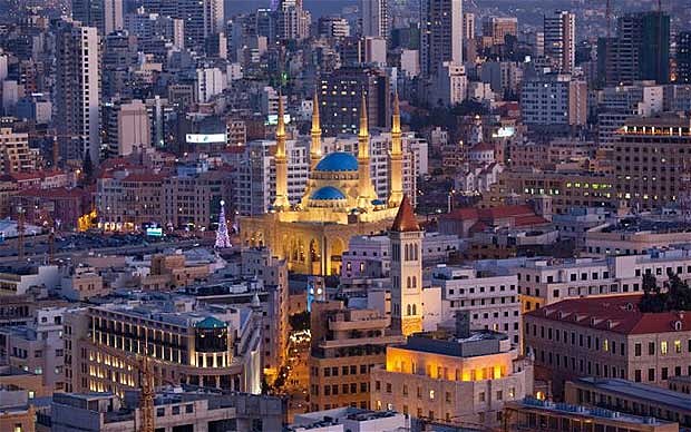 Mohammed Al Amine Mosque illuminated in Beirut