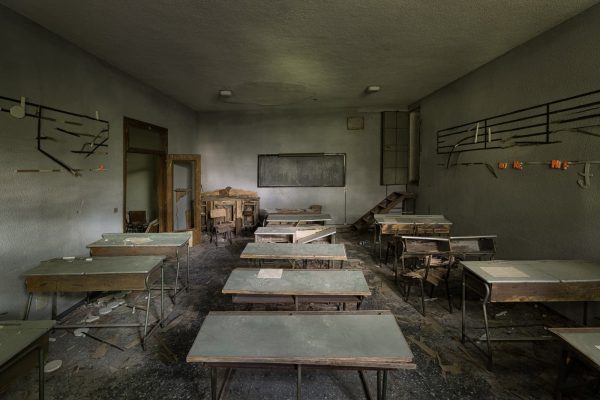 Dark, abandoned class room