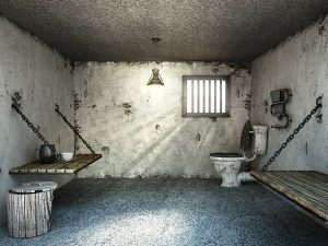 Old and dirty prison cell
