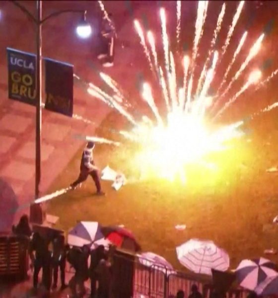 Pro-Israeli thugs attack UCLA protesters camp with clubs, fireworks and pepper spray.