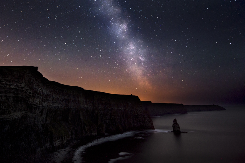Sea cliff at night