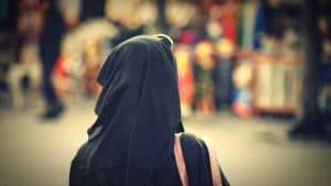 Woman in black hijab